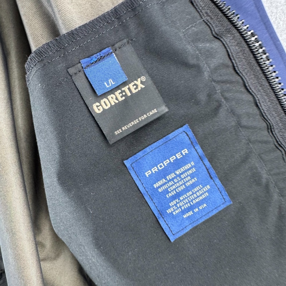 USN Goretex Fowl Weather II Parka Mens Large Blue Waterproof Shell Military USA - Picture 13 of 16
